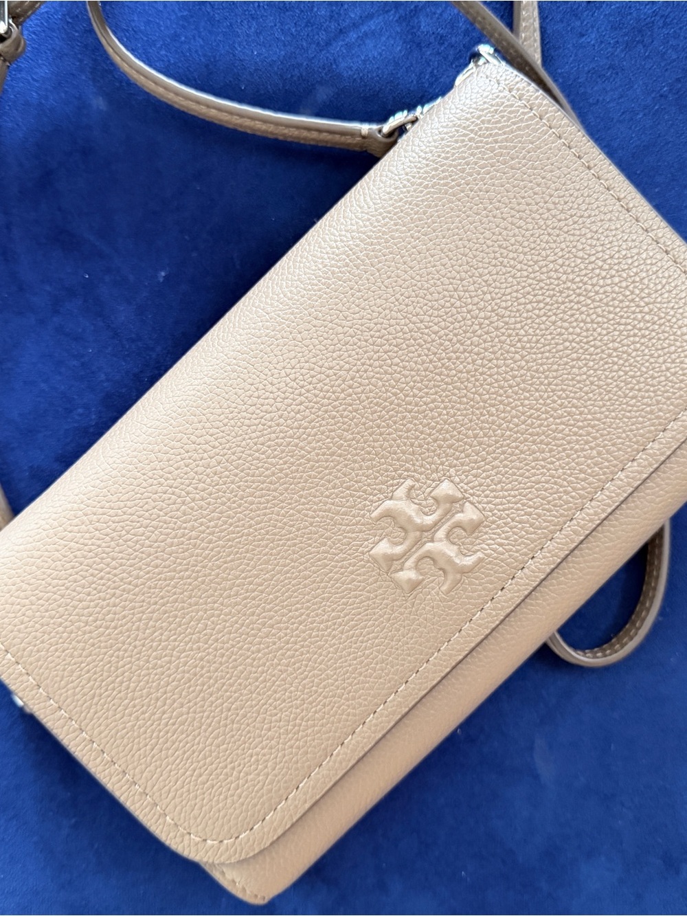 Authentic Tory Burch Pebbled Leather Crossbody in Taupe